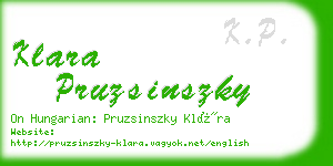 klara pruzsinszky business card